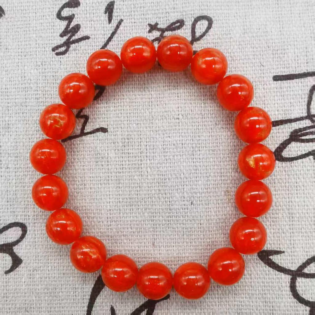 Dragon Tree Blood Sediment Bead Bracelet: Buddhist Beads, Gold Thread, Red Willow - Unisex Cultural Accessory