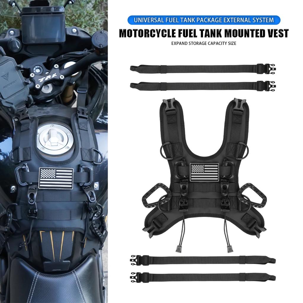 Motorcycle Fuel Tank Bag Base Vest Portable Motorbike Tank Bags Mounting Kit for Universal Off-road Motorcycle Fuel Tank Pack