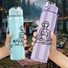 1PC Meditating Yoga Lady Silhouette Print 750ml Color Plastic Sports Water Bottle Leakproof Flip Straw Lid Suitable for Sports Office Home Use
