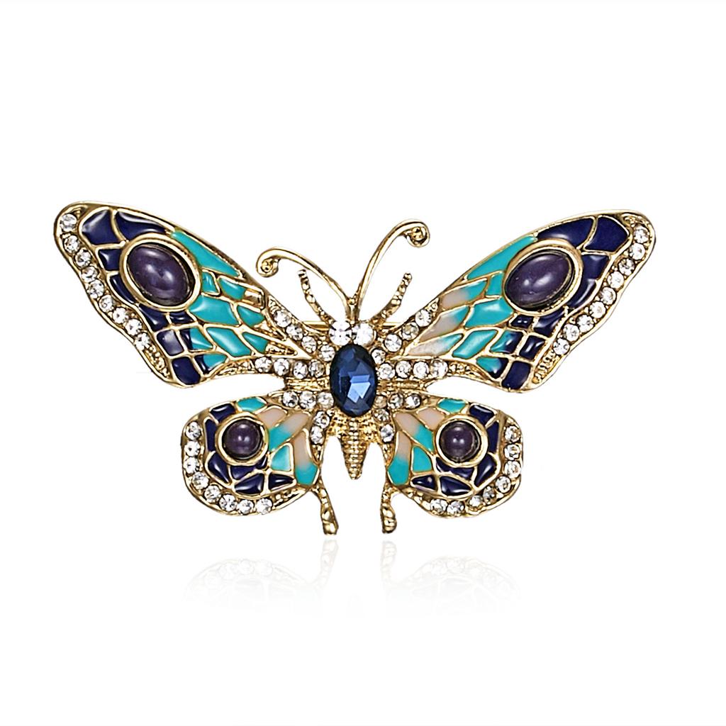 Luxury Zircon Enamel Butterfly Insect Animal Brooches Pins Crystal Pearl Brooch For Women Jewelry Clothing Badges Corsage Gift