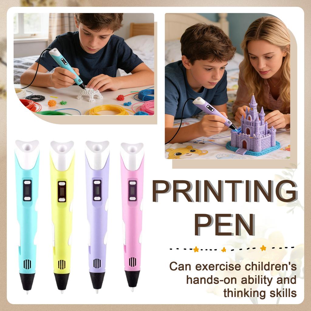 3D Pen For Kids 3D Pen Stylo  Pen 3D Drawing Pen 3D Writing Pen Fun Toys Gift For Kids Include  Filament Refills With Charger
