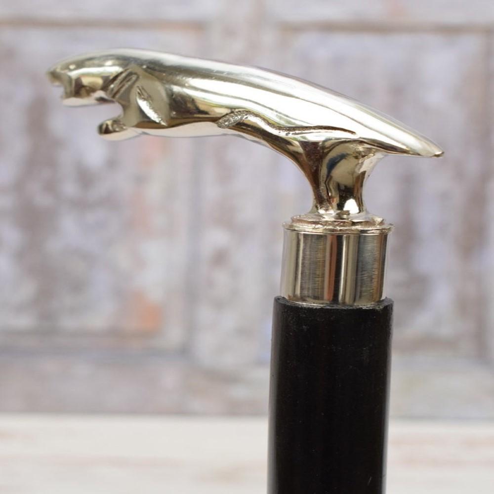 

Старинная латунная трость с ручкой в виде головы ягуара - деревянная трость, 93,98 см как