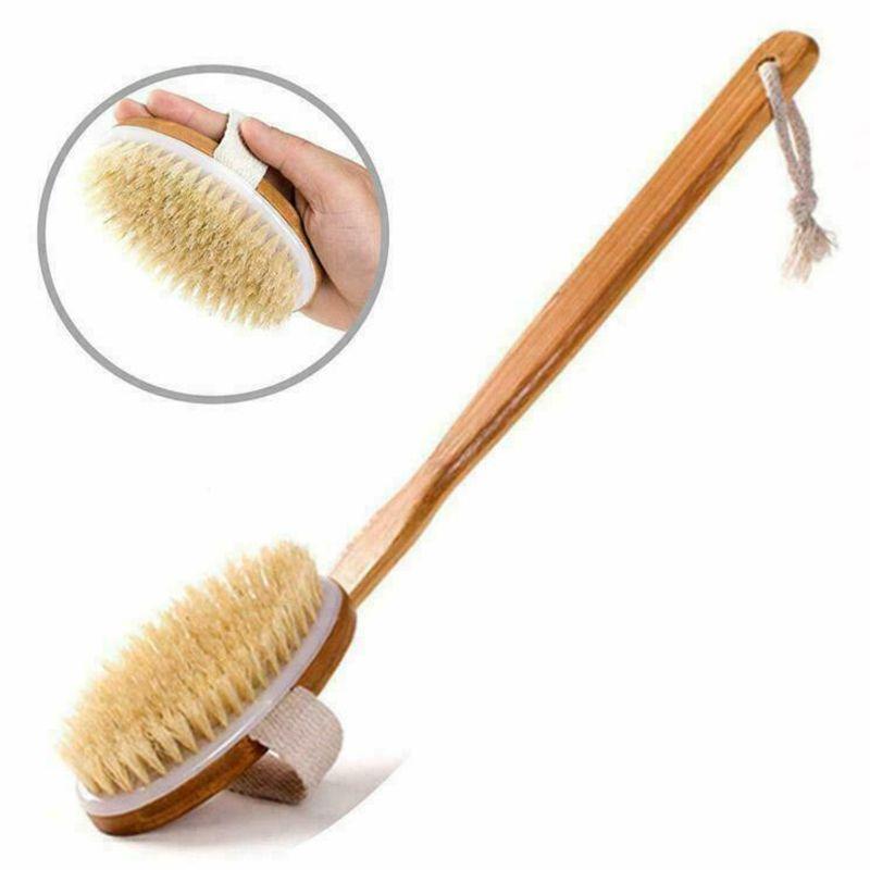 Luxuriöser Dusch-Rückenwäscher mit Naturborsten und langem Holzgriff für glatte Haut