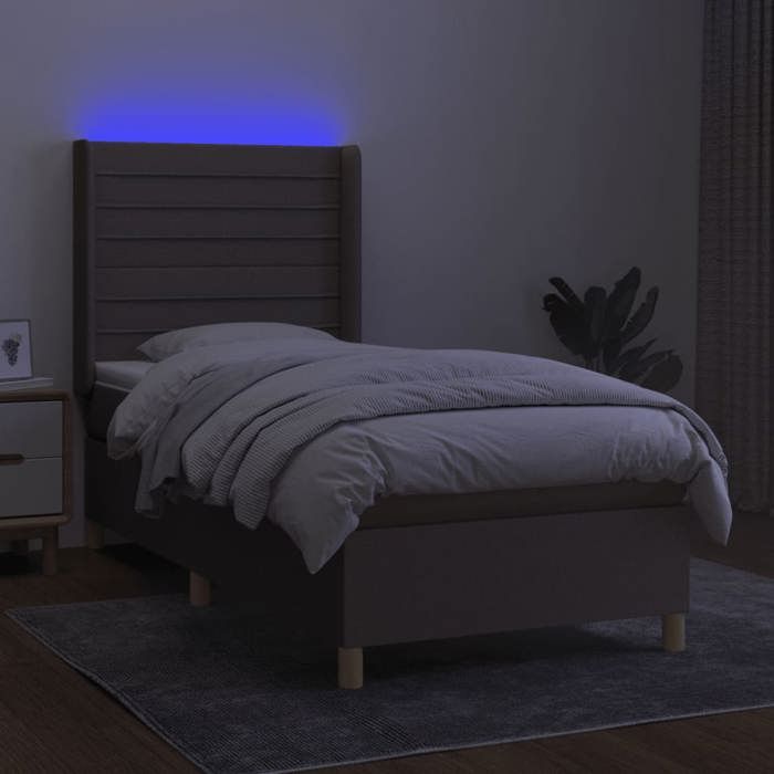 VidaXL Sommier à Lattes de Lit avec Matelas et LED, Lit Rembourré, Lit Simple, Lit Adulte de Chambre à Coucher Intérieur, 3138937