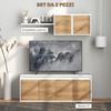 TV Cabinet and Wall Cabinet Set with 7 Shelves and Open Shelf, in Wood, 120x41x43.3 cm, White and Wood Color