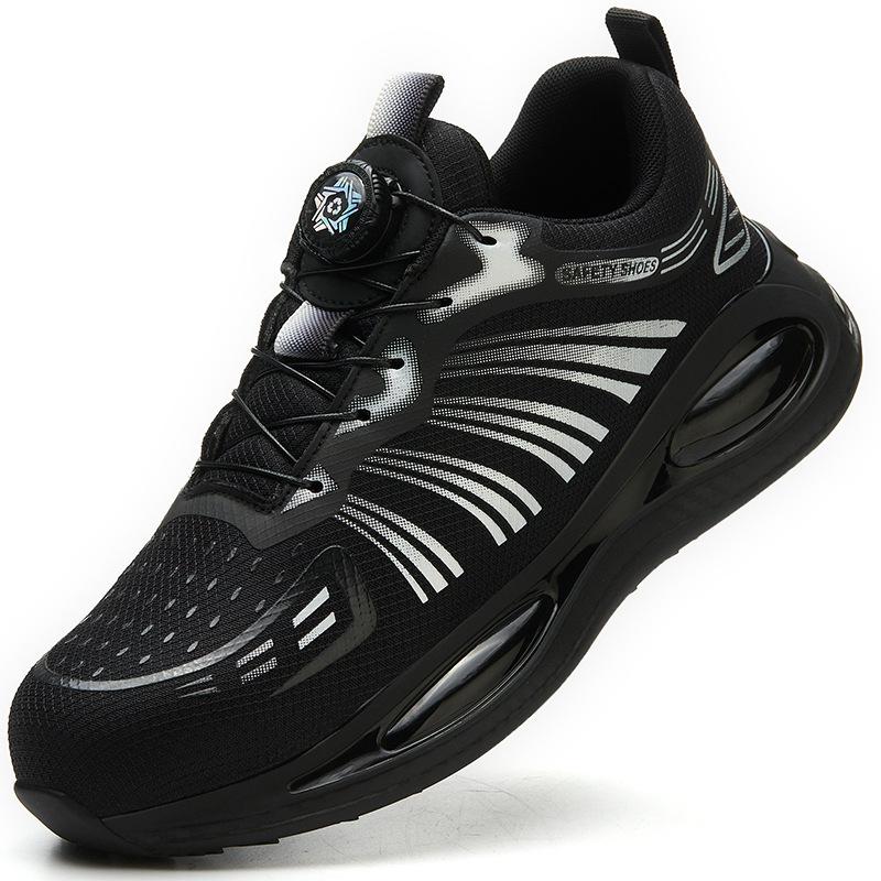 

Fashion Rotating Button Safety Shoes Man Steel Toe Sneakers Breathable Work Shoes Sneakers Lightweight Anti-slip Protective Shoes Men 38 чёрный