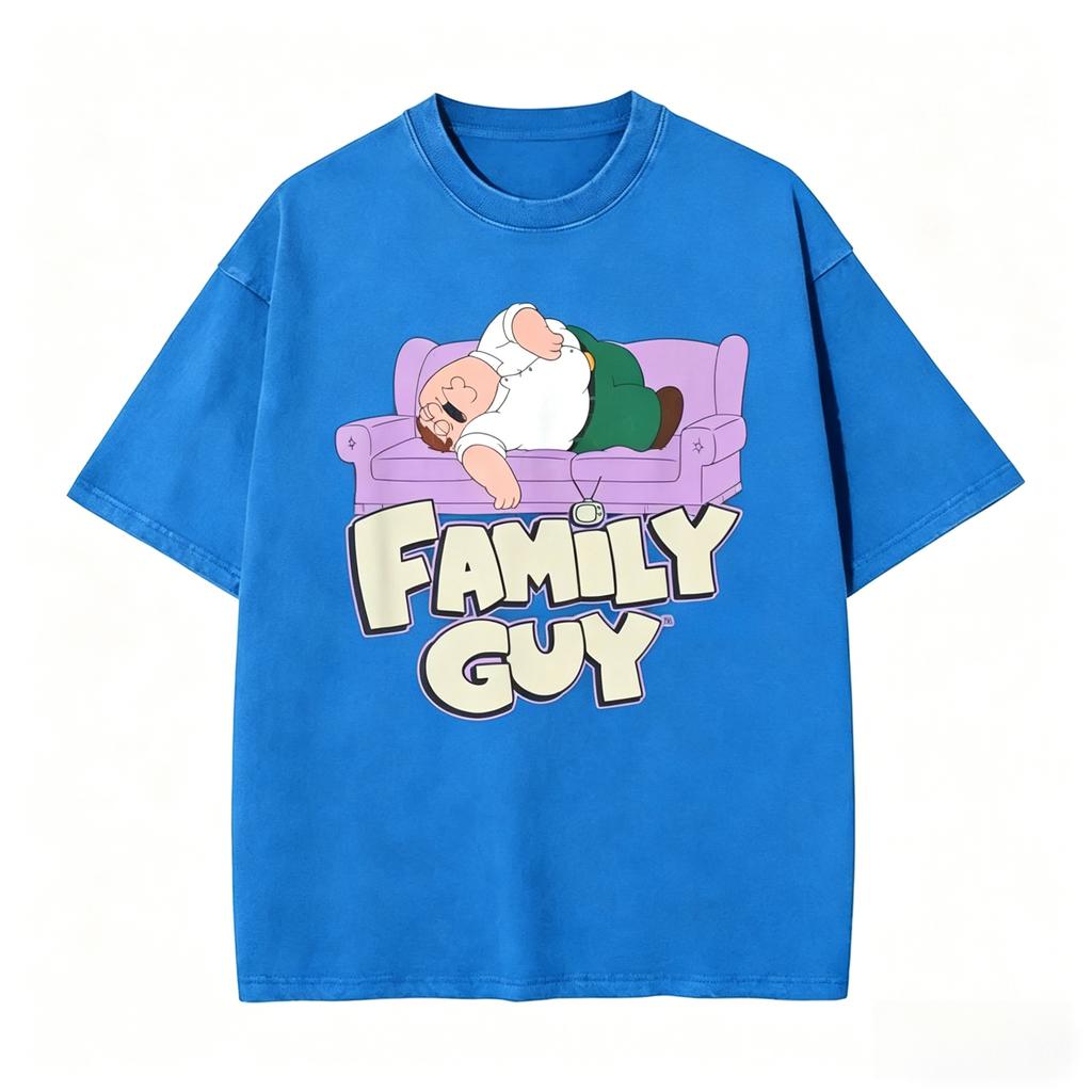 Families Guys Peter Griffin Couch Nap Washed T Shirt Streetwear Hip Hop Tshirts Funny Tee Unisex Unisex Cotton High Street Printed