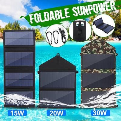 15W tragbares 5V-Solarpanel, monokristallin, faltbar, faltbar, wasserdicht, Ladegerät, Sun Power Bank für Handy-Akku, USB
