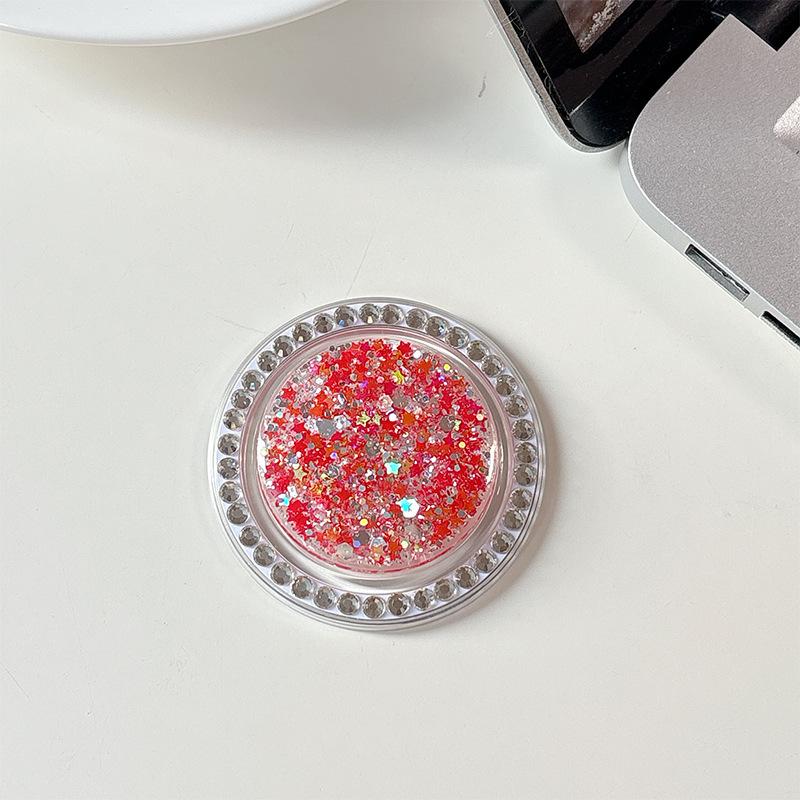 Color Sequins Glitter Round Rhinestones Mobile Phone Airbag Bracket Magnetic Paste Ring Simple Niche Desktop Watching Drama