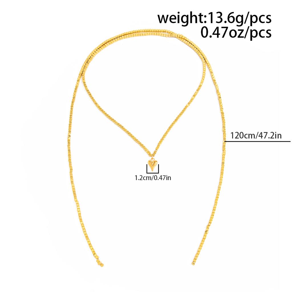 SHIXIN Exquisite Gold Color Long Chain Heart Pendant Necklace Women Retro Adjustable Multi-layer Choker Sweater Chain Lady Gift