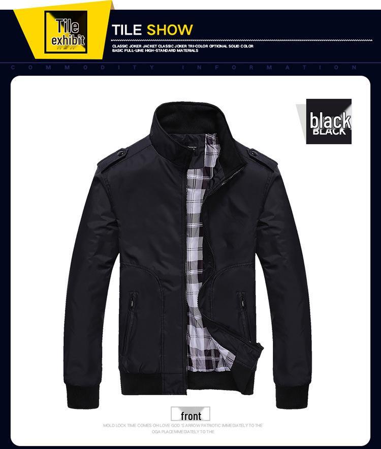 Men's Korean Style Casual Stand Collar Baseball Jacket - Spring/Autumn, Plus Cotton Thickened, Trendy Top
