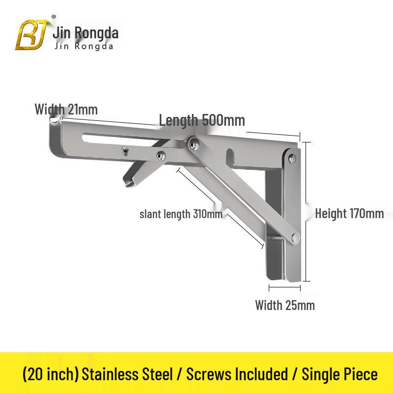 Stainless Steel Foldable Triangle Shelf Bracket Wall-Mounted Storage Rack