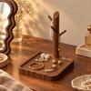 Entryway Key Holder and Jewelry Stand with Branched Hanging Pegs, Recessed Tray, and Removable Solid Wood Post