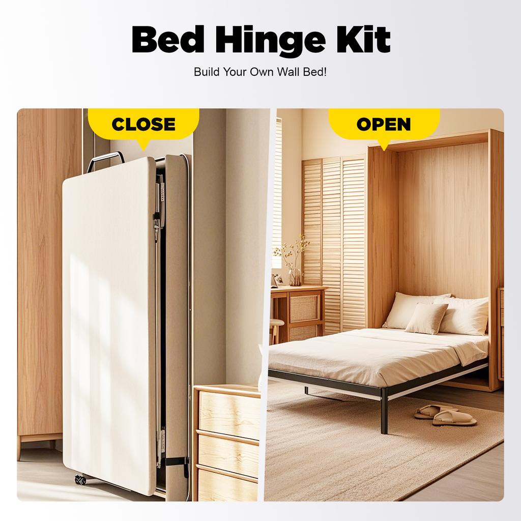 White Bed Hinge Bed Rail Brackets Medium Size Iron Stainless Steel Heavy Duty Capacity for Murphy Bed Furniture Hardware
