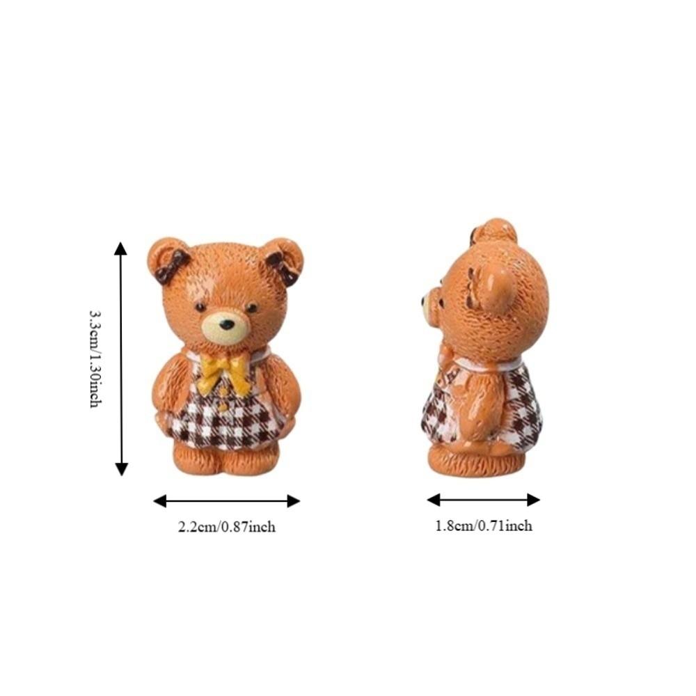 5pcs Resin Little Bear Figurine Mini Desk Bear Decorations Cute Apron Bear Decorations Desktop Use