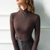 Maillard Style Warm Half-High Neck Long-Sleeve Base Layer Shirt for Women - Stylish and Youthful Autumn/Winter T-Shirt