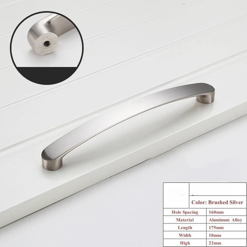 Bright Chrome Furniture Cabinet Handle Modern Minimalist Kitchen Door Knob Brushed Drawer Wardrobe Door Pull Hardware Dress Knob