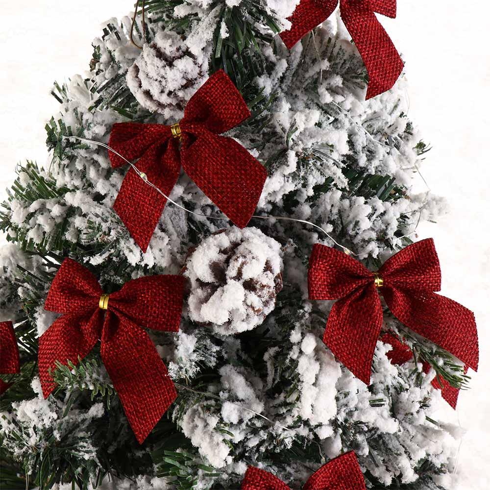 10Pcs/set Cloth Christmas Plaid Bow Various Style Cute Xmas Tree Pendant Plaid Bow Soft Christmas Garland Accessories