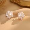 French Retro Camellia Pearl Stud Earrings - Elegant, High-Class, Exquisite Light Luxury Flower Accessories