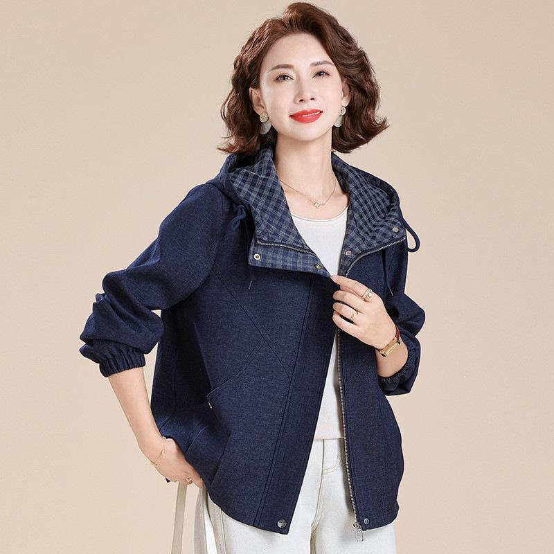 Autumn Casual Plus Size Short Windbreaker for Stylish Moms 50+