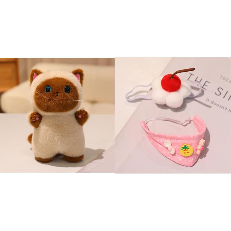 1Pc 20CM Kawaii Cat Plush Doll Toy Cartoon Ragdoll Cat Lucky Cat Siamese Cat with Accessories Stuffed Soft Animal Doll Gifts