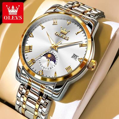 Men Watch Fashion Original Waterproof Luminous Calendar Moon Phase Business Watch Trend Luxury Brand Men Quartz Watch