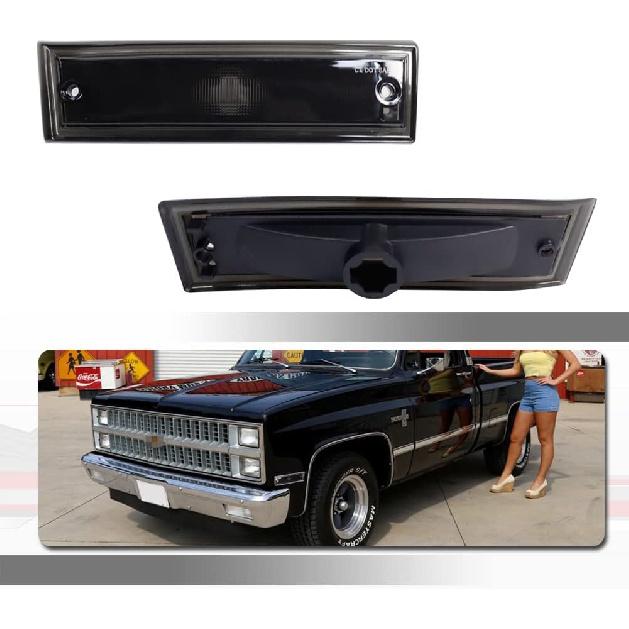 

For 1981 1982 1983 1984 1985 1986 1987 1988 1989 1990 1991 Chevrolet Pickup Blazer Jimmy Suburban C10 C20 C30 GMC Front Fender Bumper side Marker Smoked housings