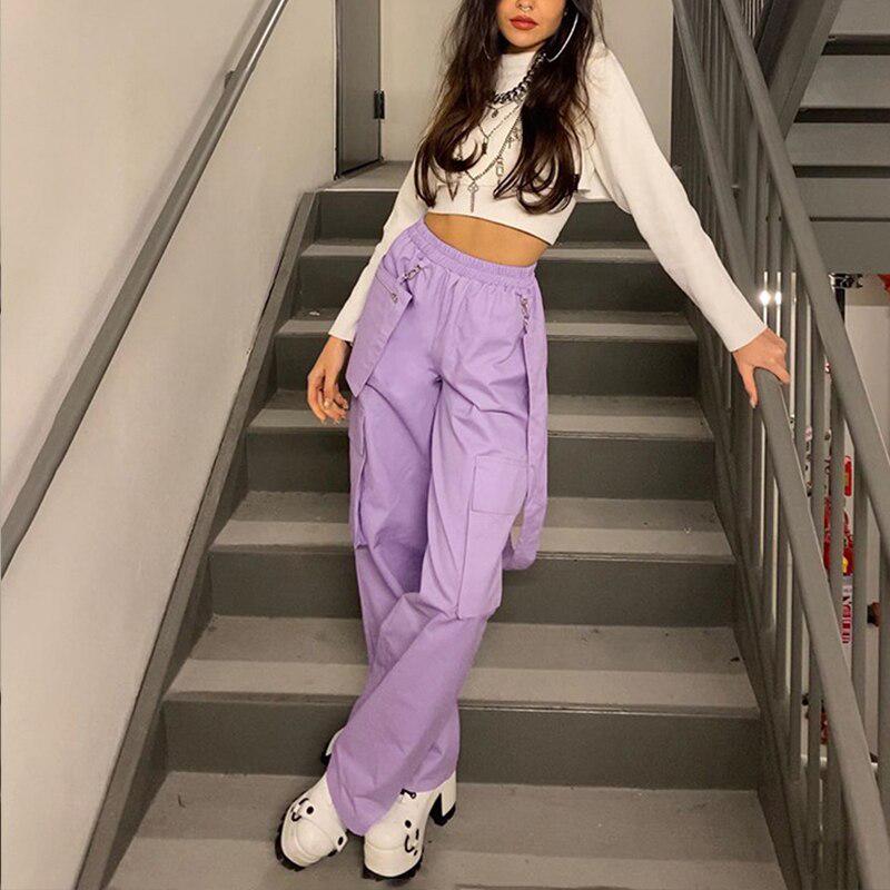 Buy Purple Joggers Straight Pants Women Streetwear Casual Loose