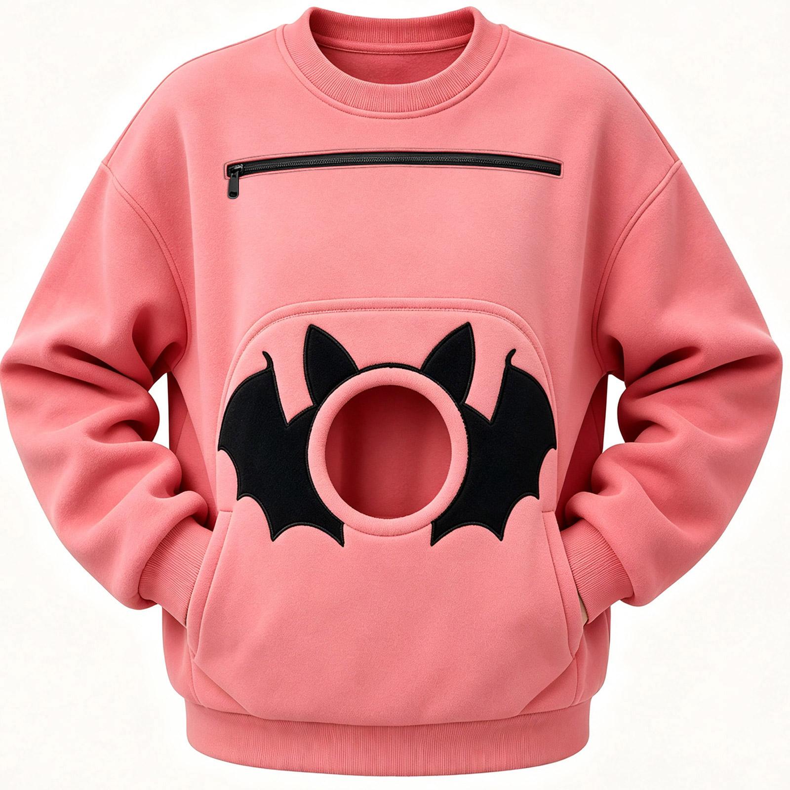 Unisex Mode Langarm Haustier Hund Tasche Sweatshirt Kapuzenpullover, Locker Lässig Warm Pullover M rosa