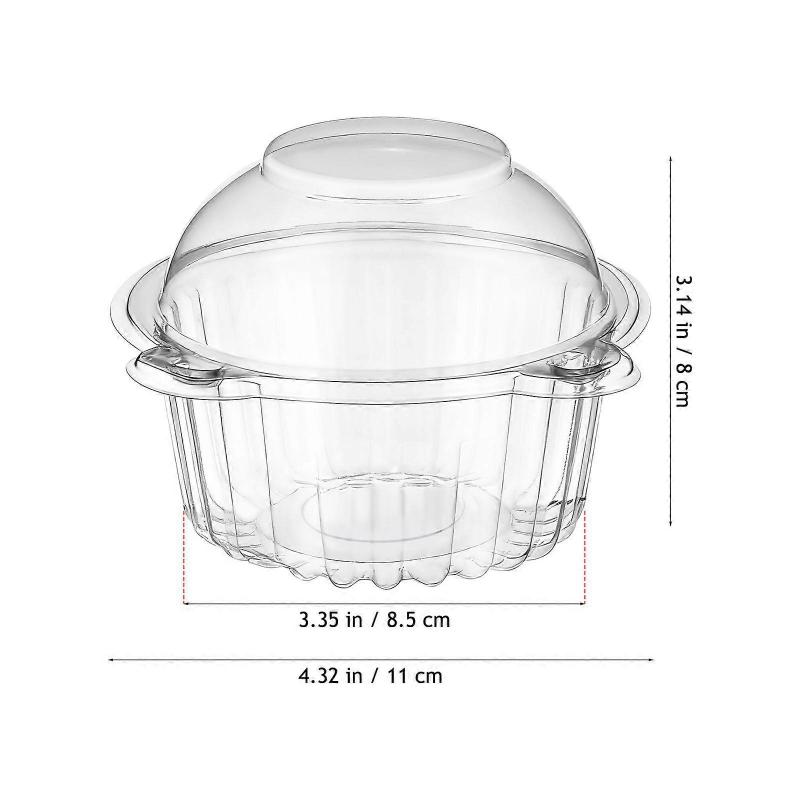 Clear PET Cupcake Boxes for Storage Use Transparent Foodgrade Cake Containers with Lids 50 Pieces