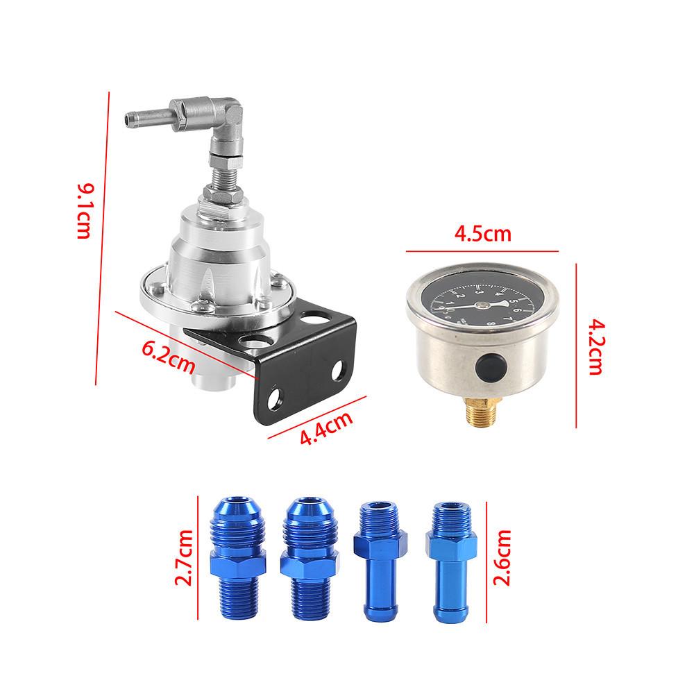 Universal Adjustable Fuel Pressure Regulator with Gauge Kit Vehicle Refitting Fuel Supercharger Regulating Valve 6 Colors