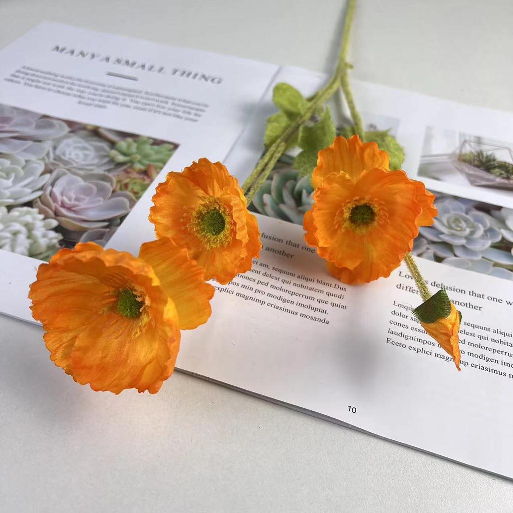 Artificial Poppy Flowers Bouquet Silk Fake Flowers For Home Decor Garden Marriage Party Wedding Decoration DIY Vase Accessories