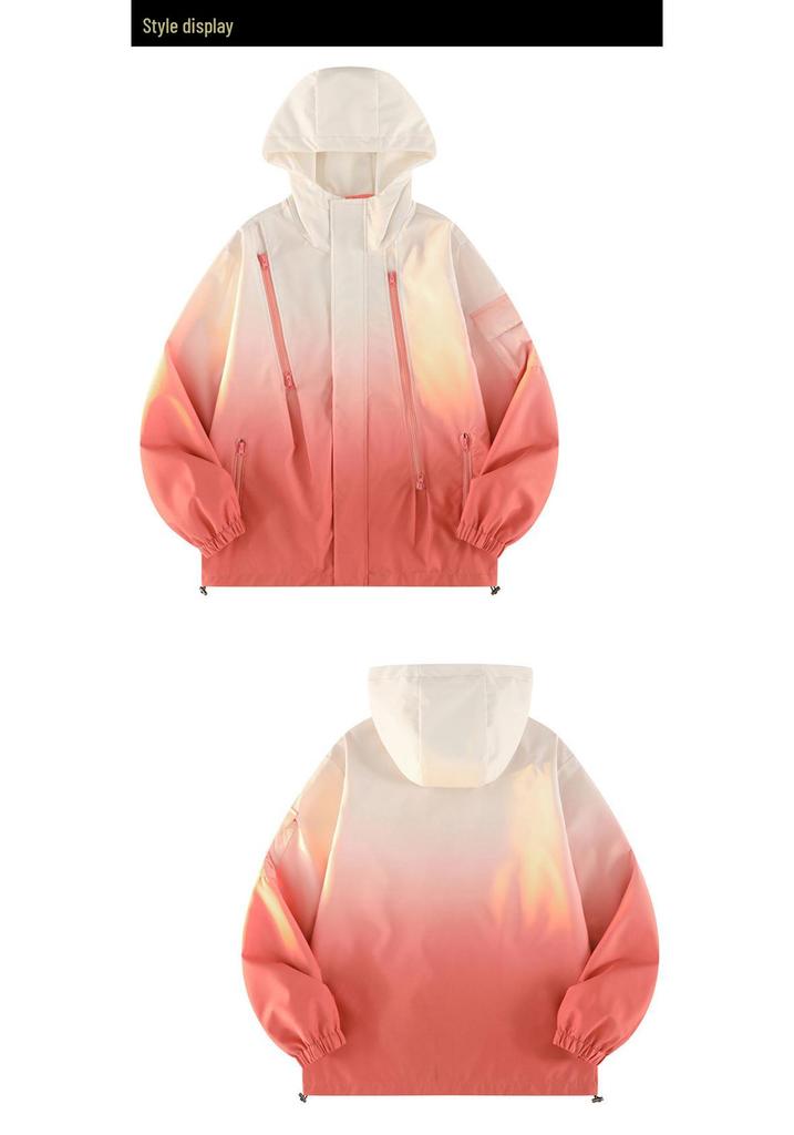 Gradient Spring Sporty Hooded Jacket - Versatile Trendy Casual Coat for Couples