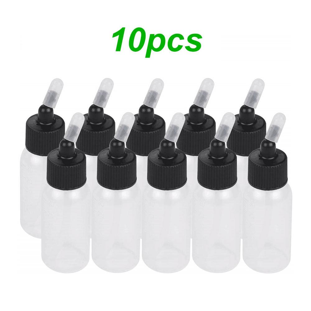 Box of 10-Each 1.2-Ounce(35 ) Brush Bottles Paint Storage Bottles PP Jar and Cover with Scale Line -proof for Dual-Action Siphon Feed Brus