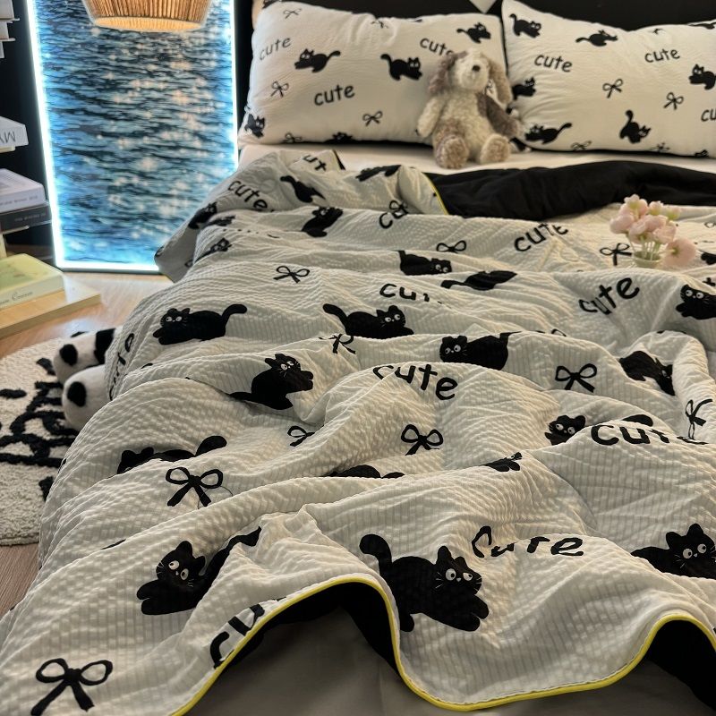 

Летнее одеяло, машинная стирка, узор «котята», кондиционер, одеяло для сна 150 * 200cm