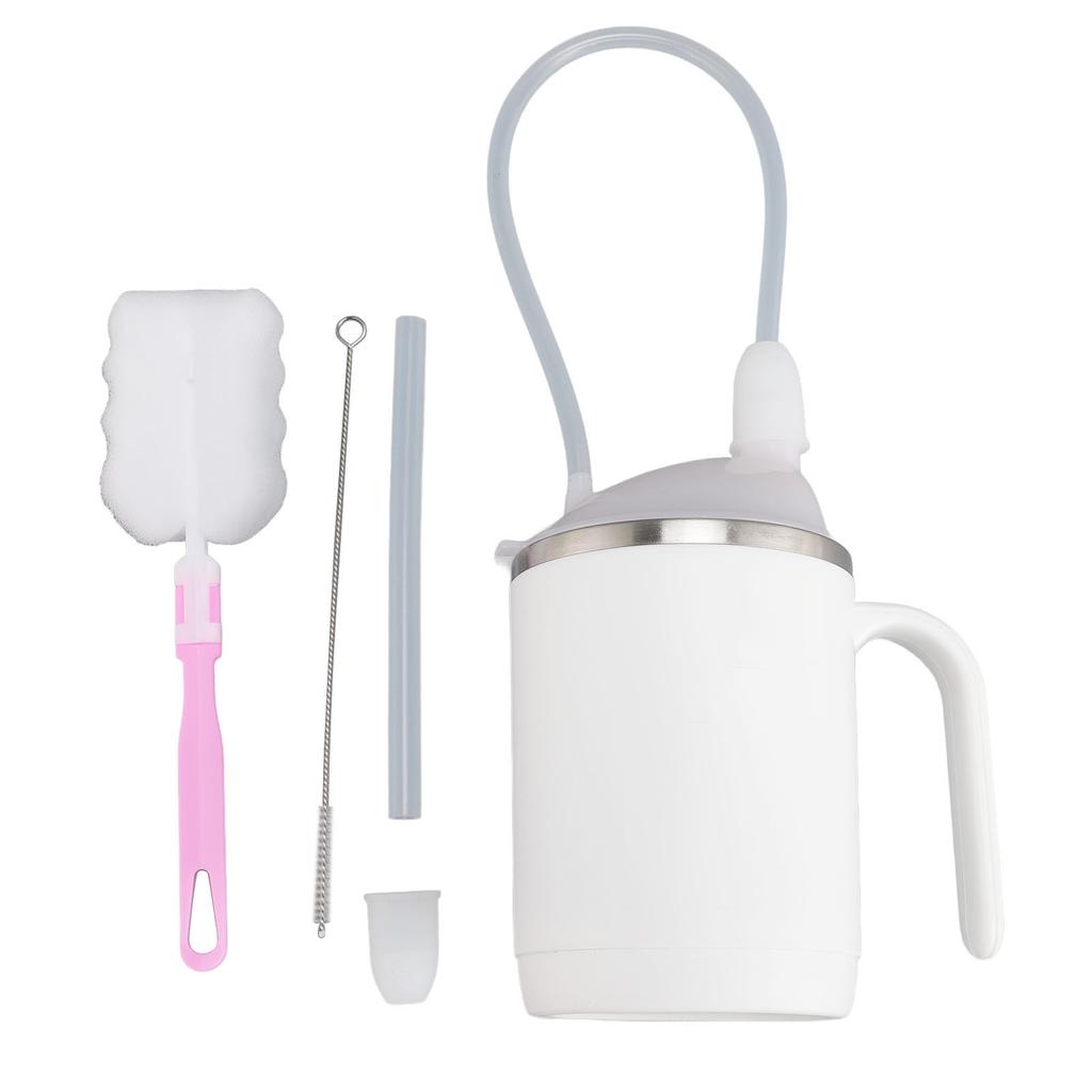 Convalescent Drinking Cup with Straw 450ml 304 Stainless Steel Silicone Rehabilitation Feeding Cup