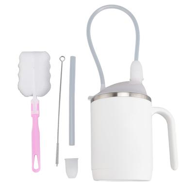 Genesungsbecher mit Strohhalm 450ml 304 Edelstahl Silikon Rehabilitations-Fütterbecher