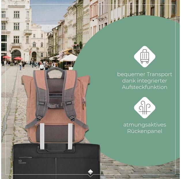 Backpack Travelite Basics Rollup 35 Pink/grey (096310-17)