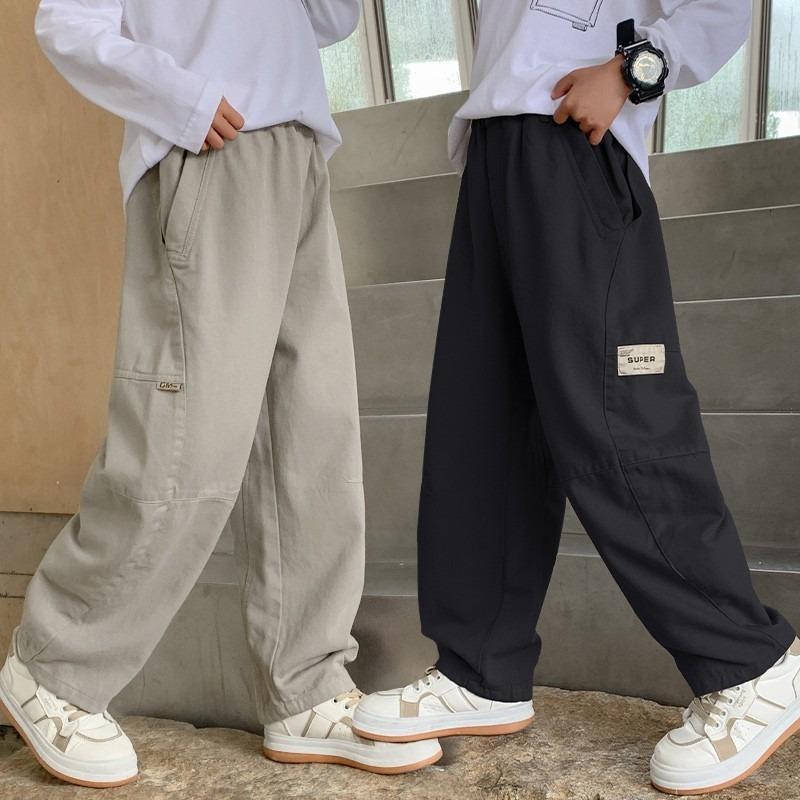 Pantalones Largos Cargo Casuales Lisos Sueltos para Niños