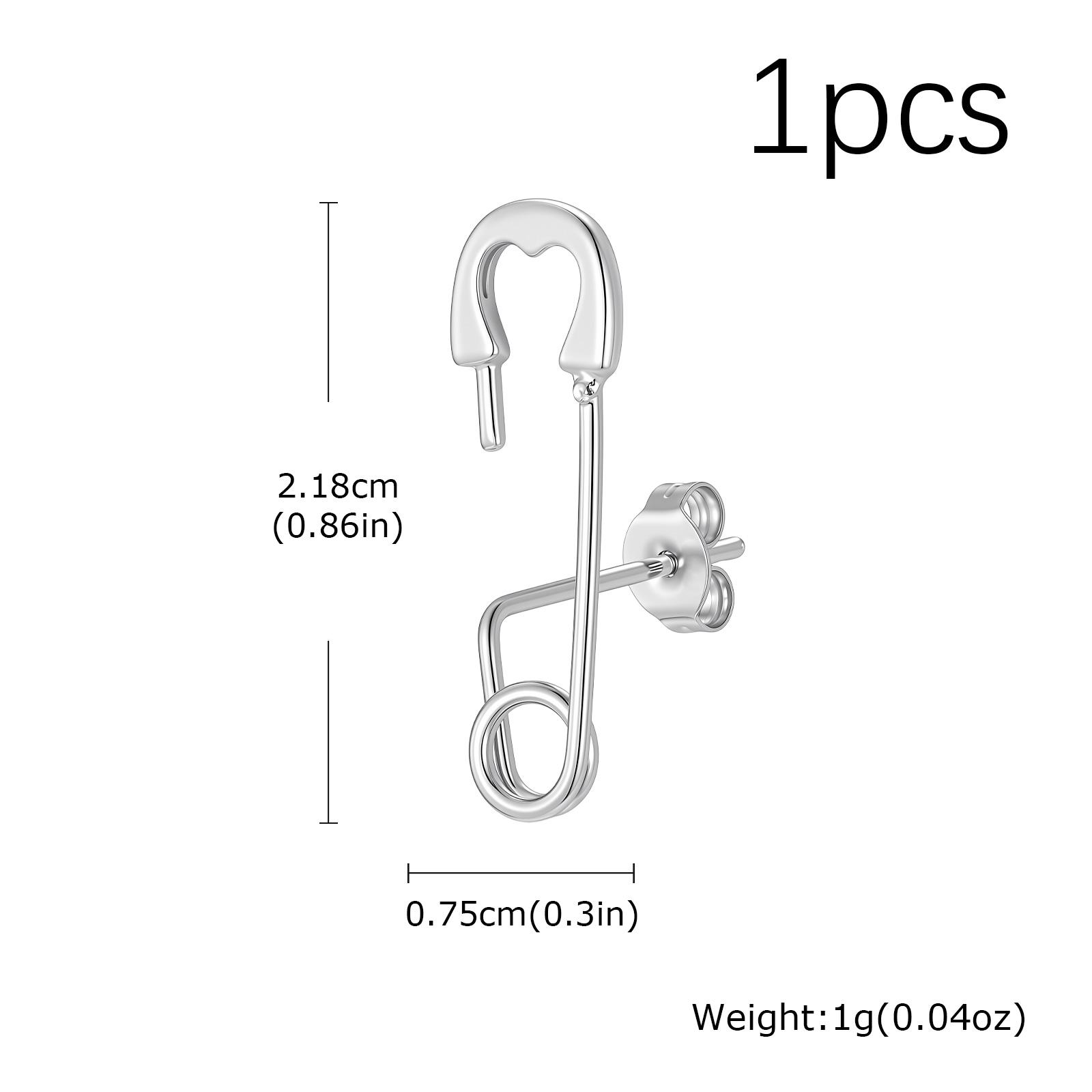 

Punk Hip Hop Safety Pin Stud Earring, Silver Tone Women s New Fashion Earrings, Temperament Versatile Geometry Ear Jewelry