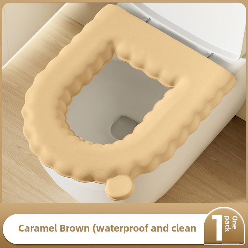 

Мягкий силиконовый утолщенный чехол для сиденья унитаза водонепроницаемый моющийся универсальный унитаз Four Seasons кофейный