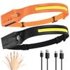USB Rechargeable LED Headlamp for Cycling & Night Running - High-Intensity, Cross-Border Wave-Sensing