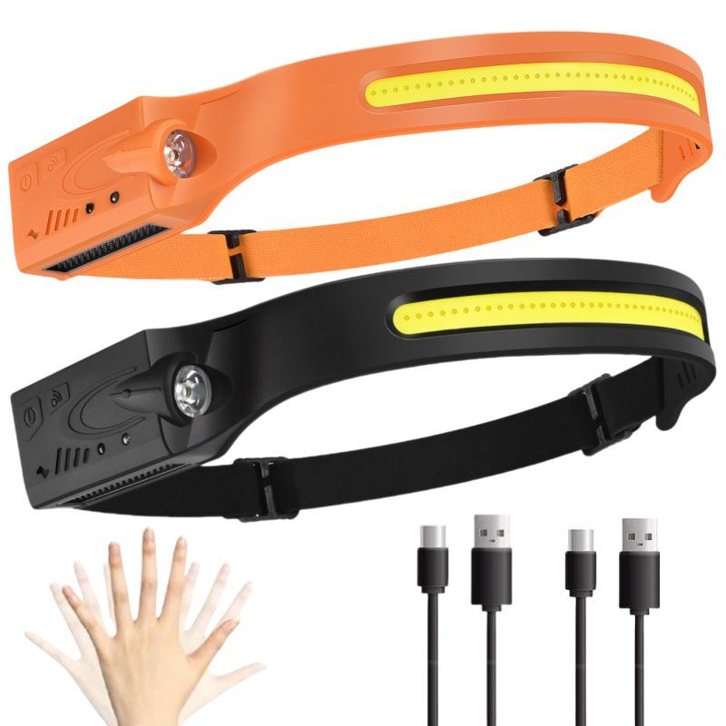 USB Rechargeable LED Headlamp for Cycling & Night Running - High-Intensity, Cross-Border Wave-Sensing