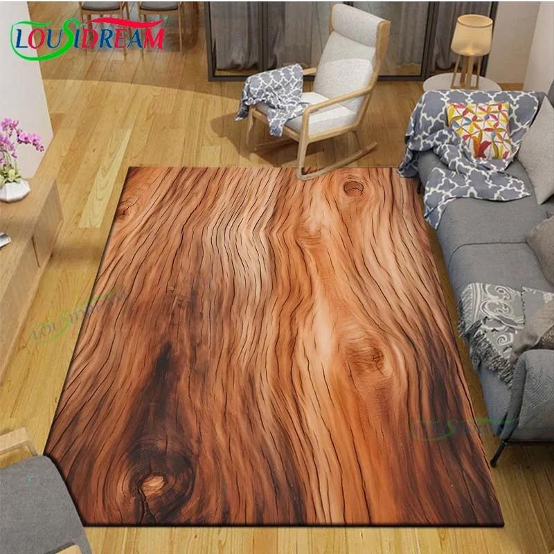 Classical Wood Grain Decor Carpet for Outdoor Balcony Garden Coffee Table Bedroom Area Rugs Kitchen Un-slip Floor Mat Alfombra