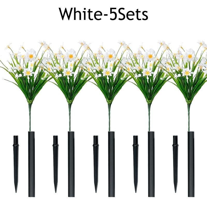 1-10Sets Resistant Artificial Daisies Flowers Fake Foliage Shrubs for Window Box Hanging Farmhouse Indoor Outdoor Decor