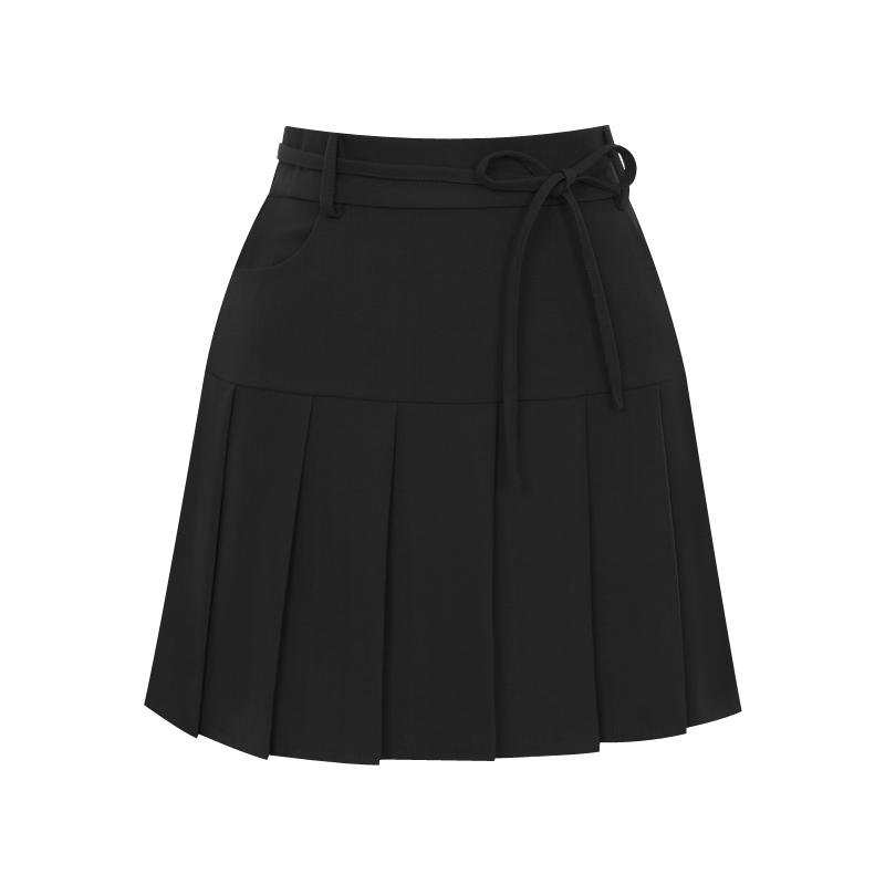 SELLY'S String Pleated Elastic Waist Mini Skirt_I6A-Csk012
