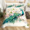 Peacock Duvet Cover Queen Watercolor Feather Bedding Set Bird Animal Floral Print Art Painting Comforter Cover and 2 Pillowcase