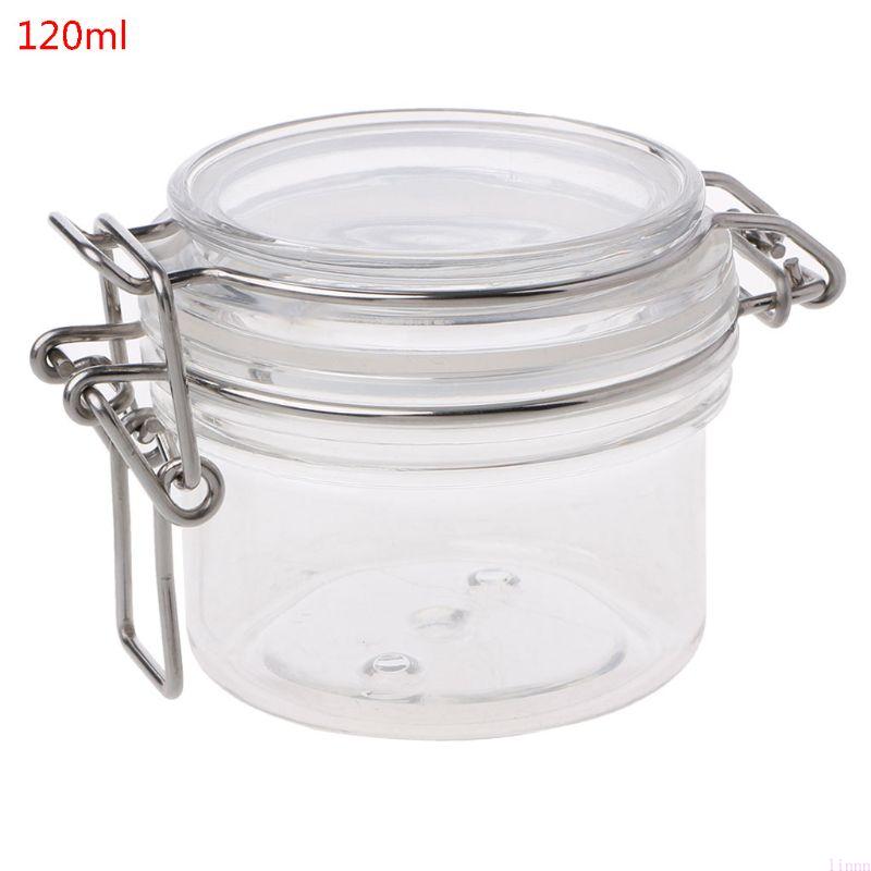 

120ML Plastic Round Clip Top Storage Jar With Airtight Seal Lid Kitchen Con S&1-tier чистий