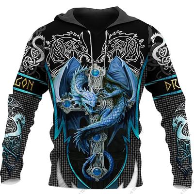 Black & White Tattoo Dragon 3D Printed Men's Hoodies Sweatshirts Unisex Streetwear Pullover Casual Loose Jacket Tracksuits 4XL
