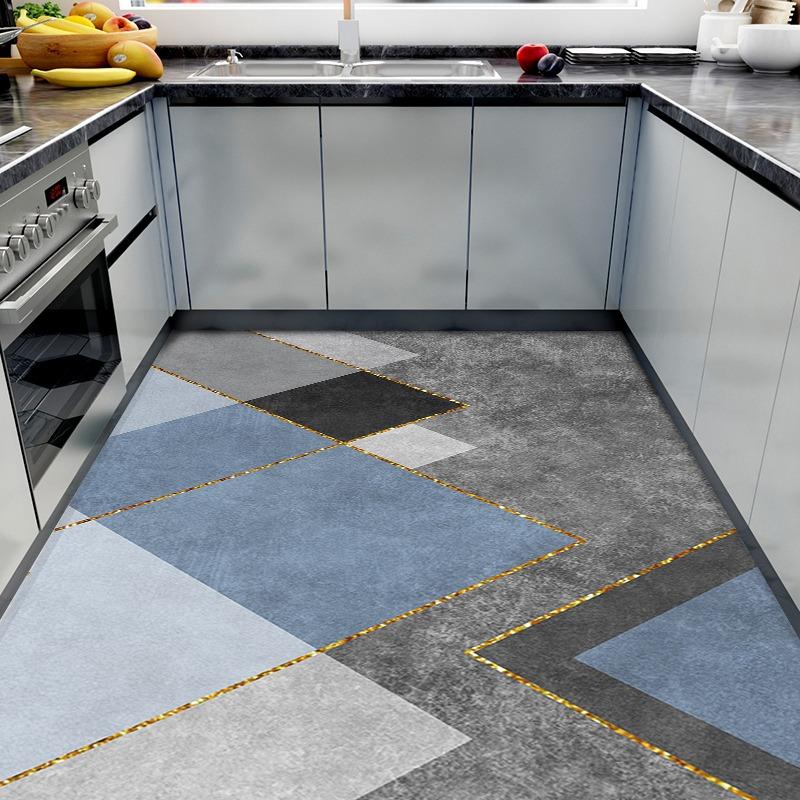 Dywan kuchenny z PVC, antypoślizgowy, olejoodporny, wodoodporny, duży dywan ze skóry, wzór kwiatowy, zmywalny, łatwy do czyszczenia